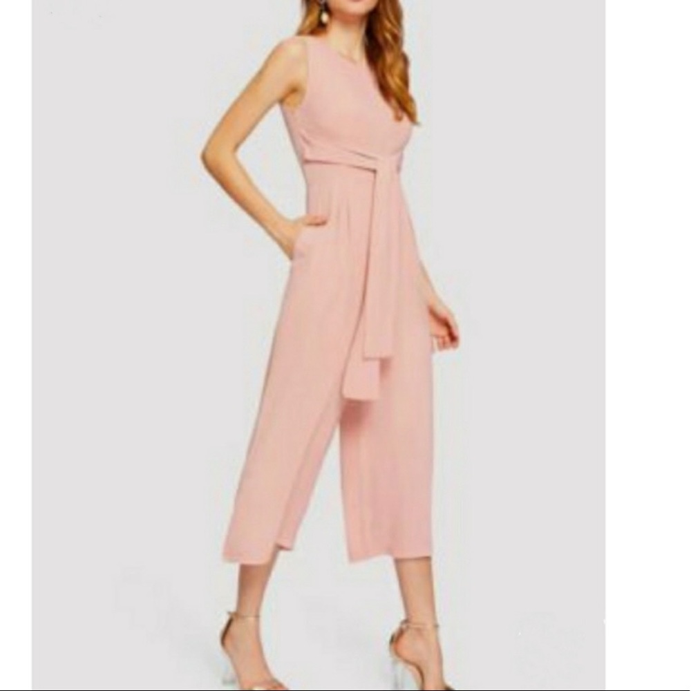 Tahari Pink Sleeveless Jumpsuit